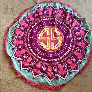 Simply Southern Fringe Edge Round Beach Towel